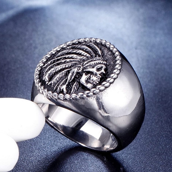 Various Native American warrior Chief stainless steel rings in various sizes. - Picture 3 of 7